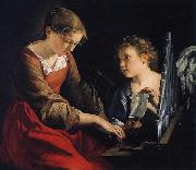GENTILESCHI, Orazio Saint Cecilia with an Angel oil painting artist
